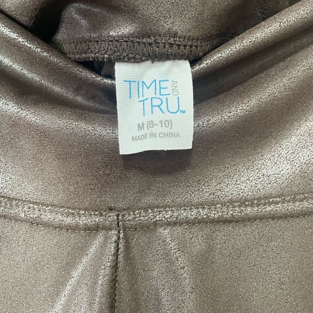 EUC: Time and tru, brown faux leather leggings - Picture 6 of 9